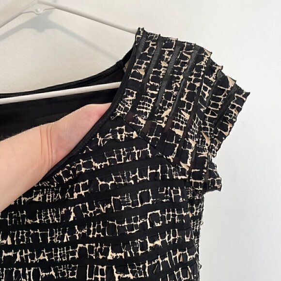 CONNECTED APPAREL Black Beige Giraffe Leopard Animal Tiered Ruffle Sheath Dress - Picture 4 of 10